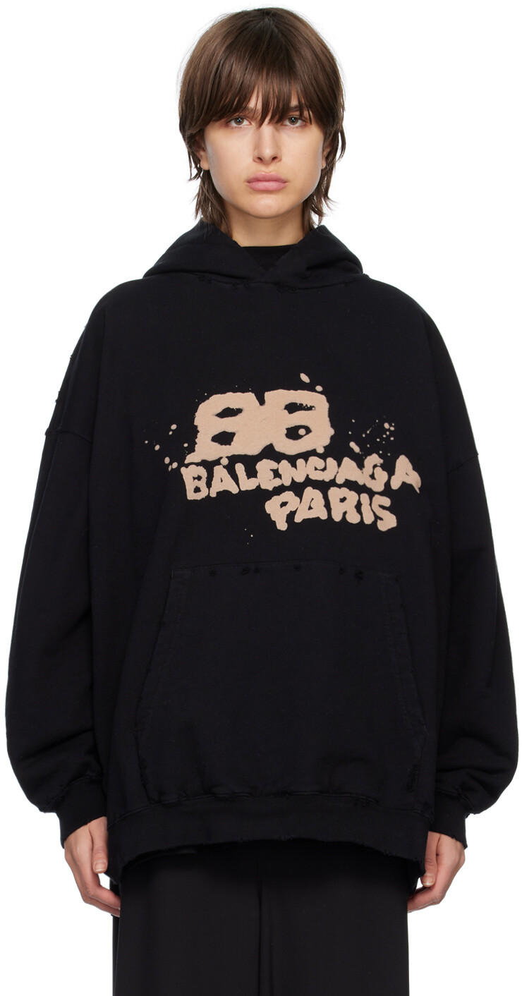 

Худи BB Icon черного цвета с рисунком \Hand Drawn\"" Balenciaga