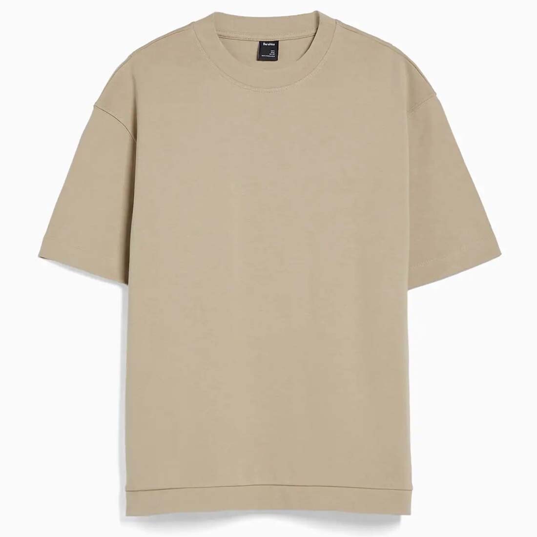 

Футболка Bershka Short Sleeve Interlock, бежевый