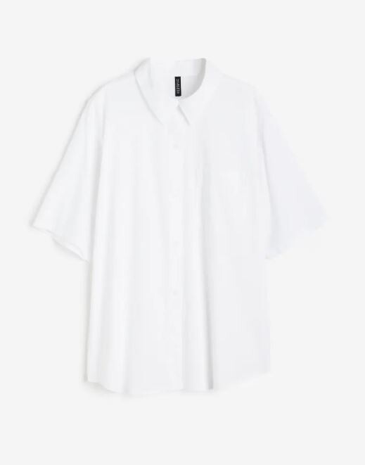 

Рубашка H&M Short-sleeved Linen-blend, белый