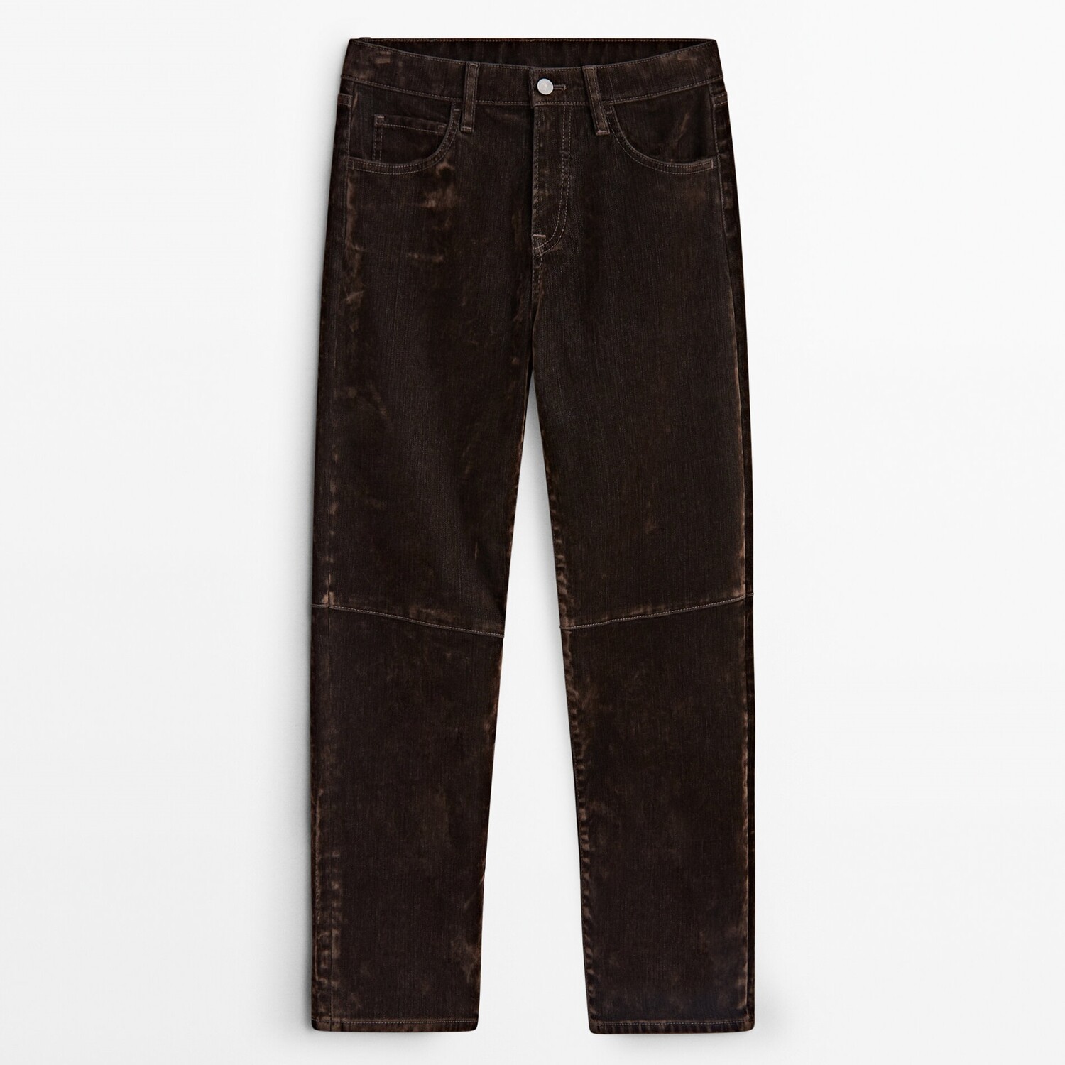 

Джинсы Massimo Dutti Straight-fit Flocked-finish, темно-коричневый