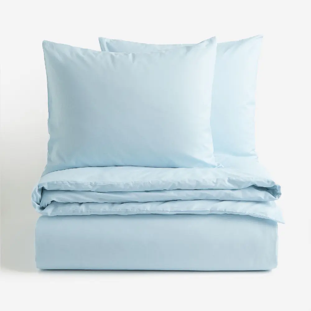 

Комплект двуспального постельного белья H&M Home Cotton, голубой