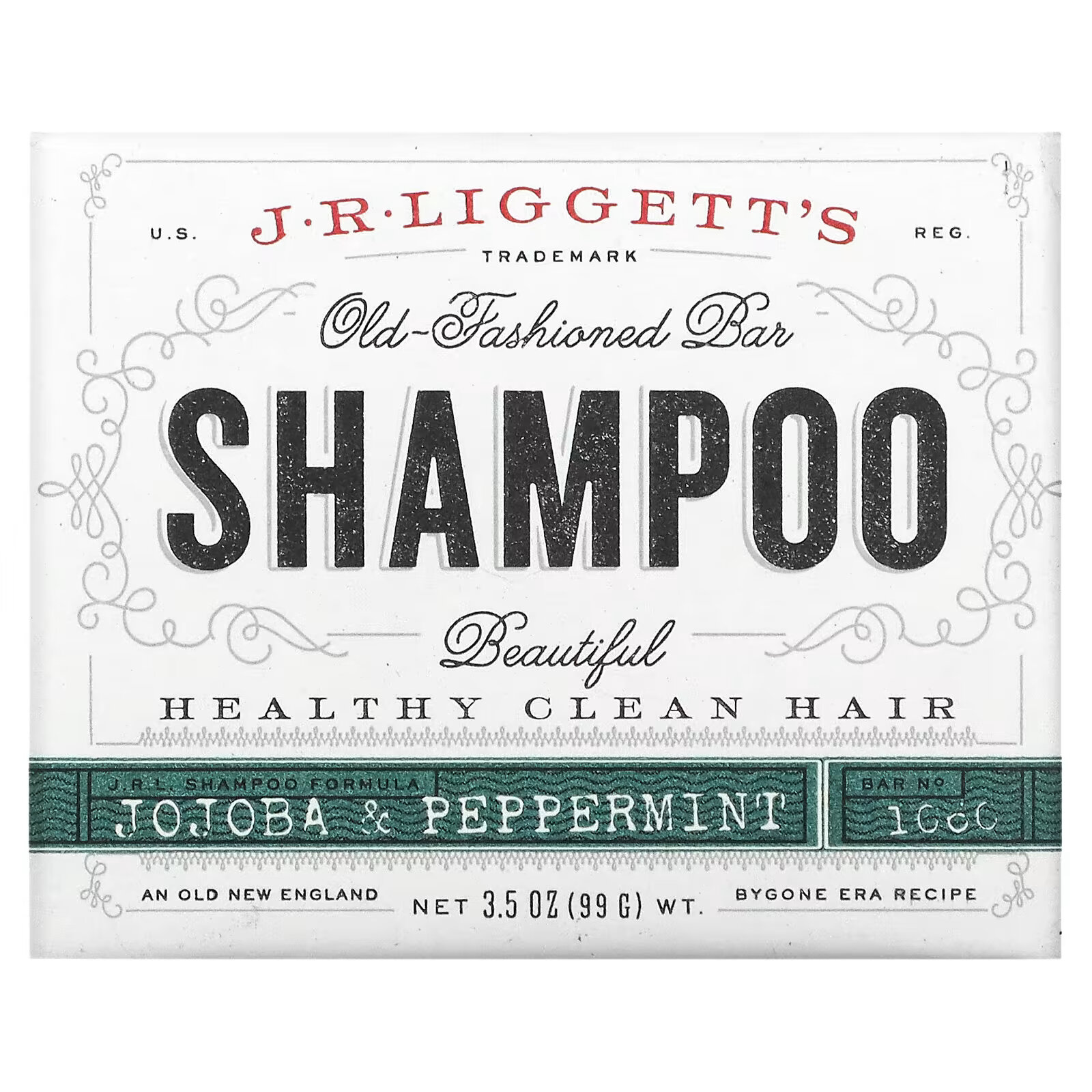 J.R. Liggett's, Твердый шампунь в старом стиле, с жожоба и перечной мятой, 99 г (3,5 унции)