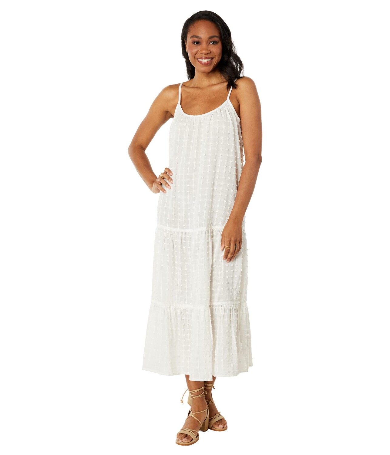 

Платье Madewell, Swiss Dot Cover-Up Tiered Maxi Dress