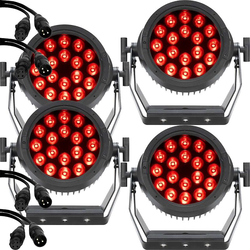 

Светодиодные светильники ADJ American DJ Encore Lime LP18IP RGBL Par (4 шт.) с кабелями Encore LP18IP