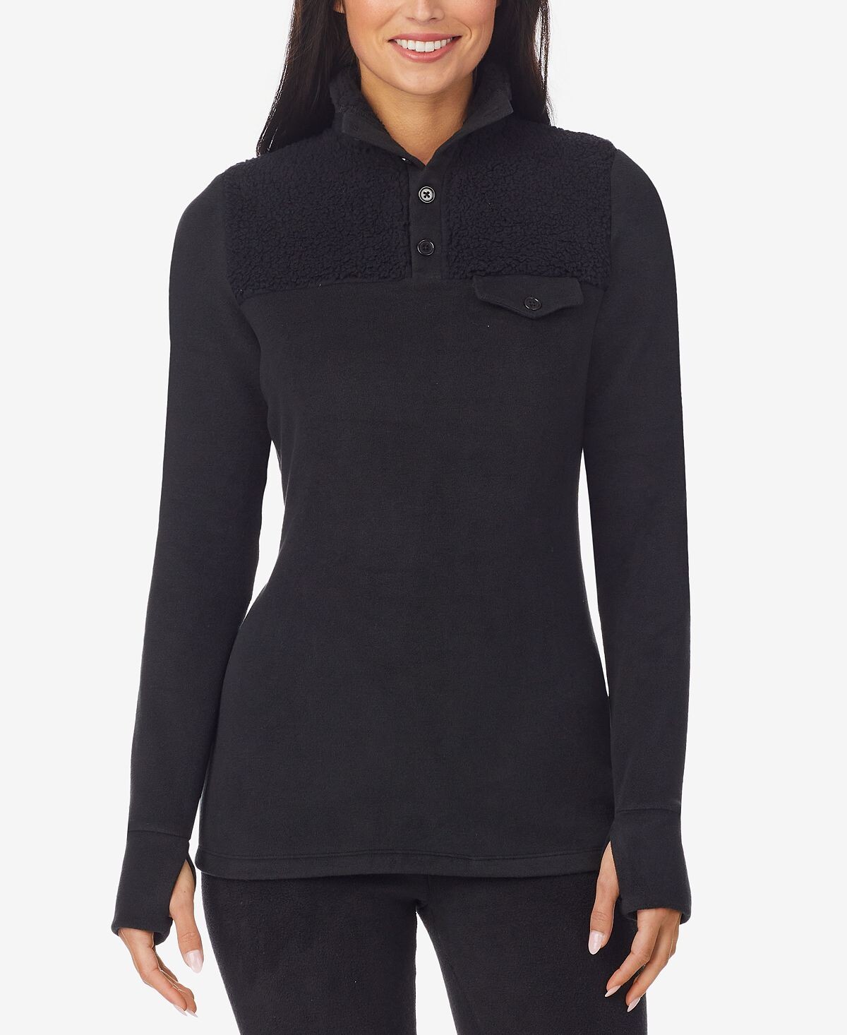 

Флисовая одежда с эластичным воротником-стойкой с длинными рукавами henley with sherpa Cuddl Duds, мульти