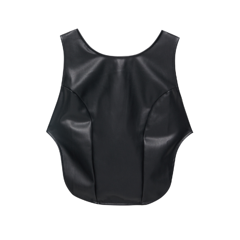 Юбка Pull&Bear Faux Leather Mini, черный юбка с защипами и молнией сзади
