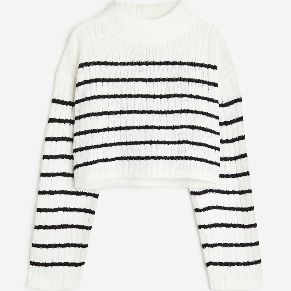 

Свитер H&M Kids Boxy Rib-knit, белый/черный