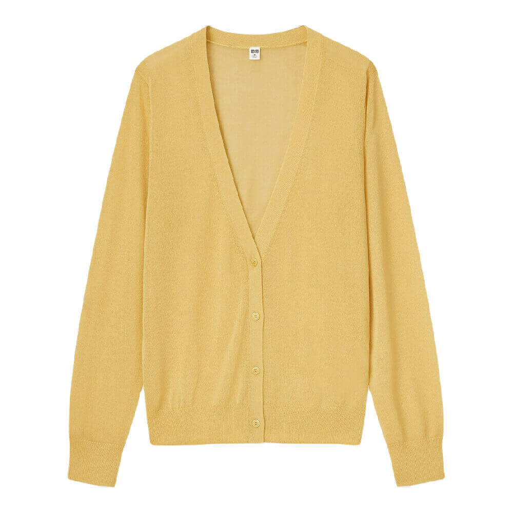 

Кардиган Uniqlo Sheer V Neck, желтый