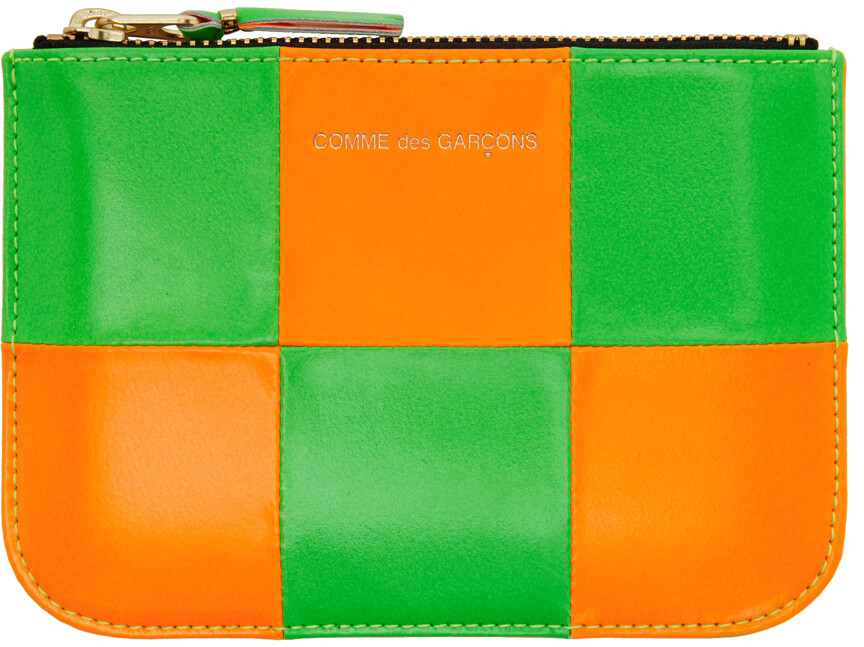 

Зеленая и оранжевая сумка на молнии Fluo Squares Comme des Garçons Wallets