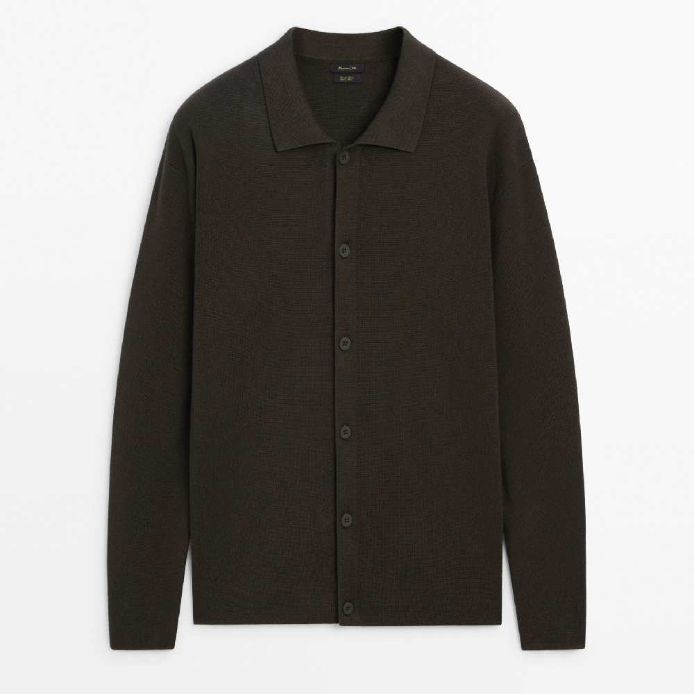 Кардиган Massimo Dutti Milano Knit Buttoned, серый кардиган massimo dutti buttoned knit with plated finish бежевый