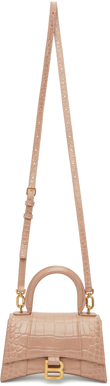 

Бежевая сумка с крокодиловым принтом XS Hourglass Balenciaga