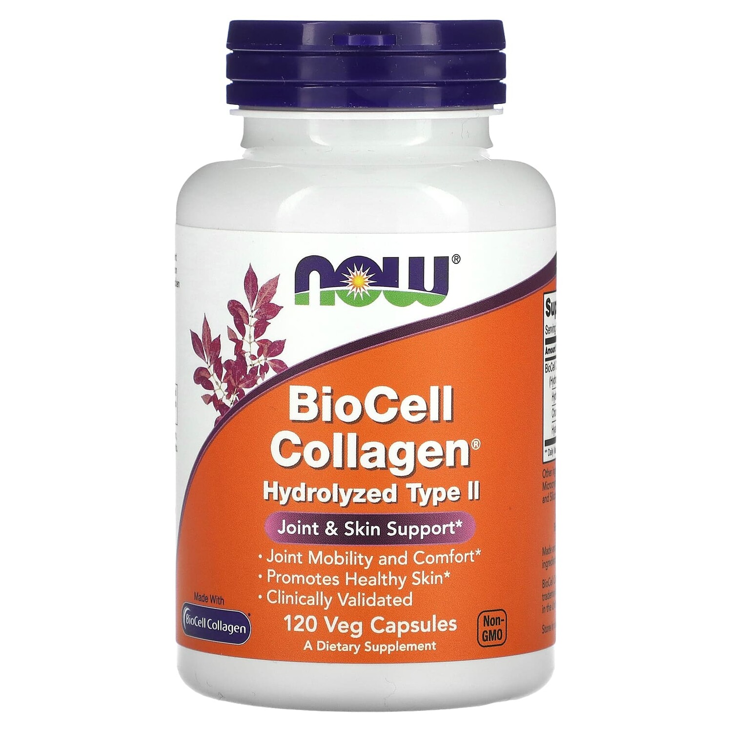 

BioCell Collagen, гидролизованный тип 2, 120 растительных капсул, NOW Foods