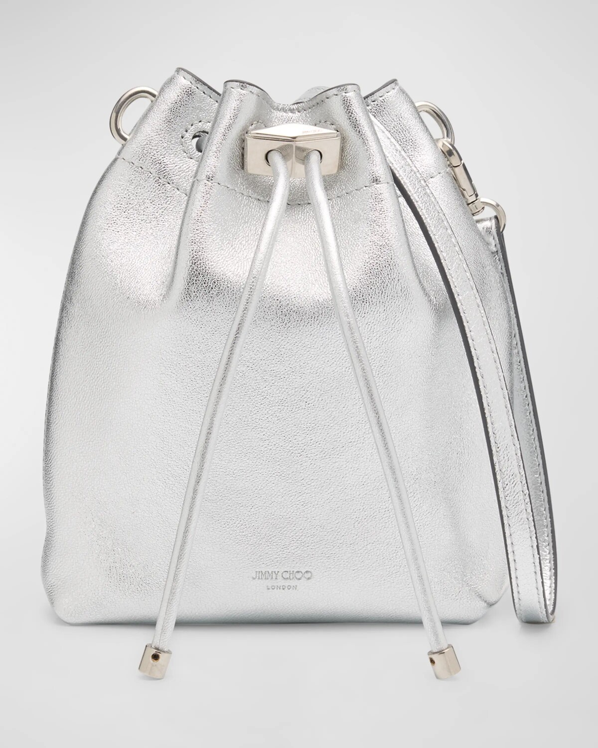 

Мини-сумка-ведро Bon Bon металлик Jimmy Choo, цвет Silver
