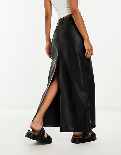 

Черная юбка макси из искусственной кожи Free People