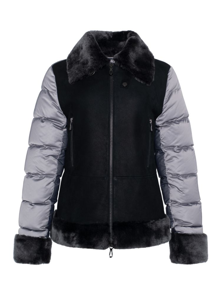 Куртка-авиатор из овчины и пуховика Wolfie Furs, цвет Platinum