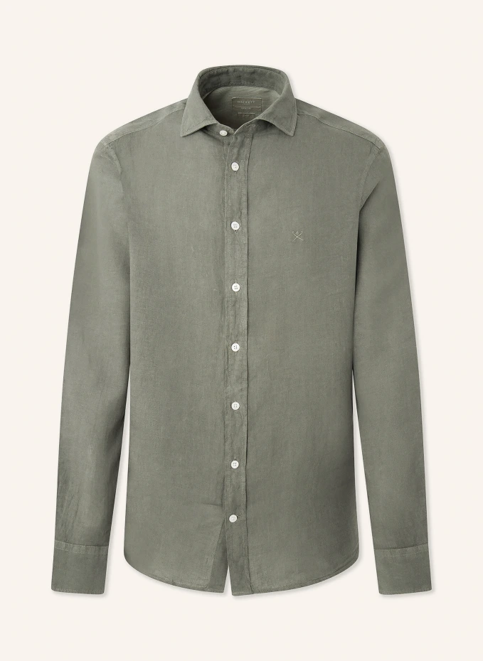 

Повседневная рубашка garment dye linen Hackett London, хаки