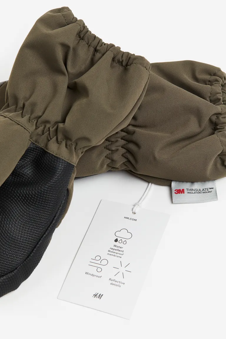 

Водоотталкивающие лыжные перчатки на один палец H&M, зеленый
