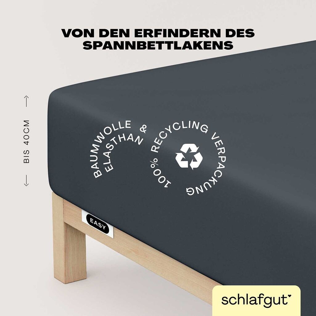 

Schlafgut Easy Jersey Простыня с эластаном Box Spring на подгонке 90x190 - 100x220 см Серая простыня с глубоким прилеганием из смеси хлопка