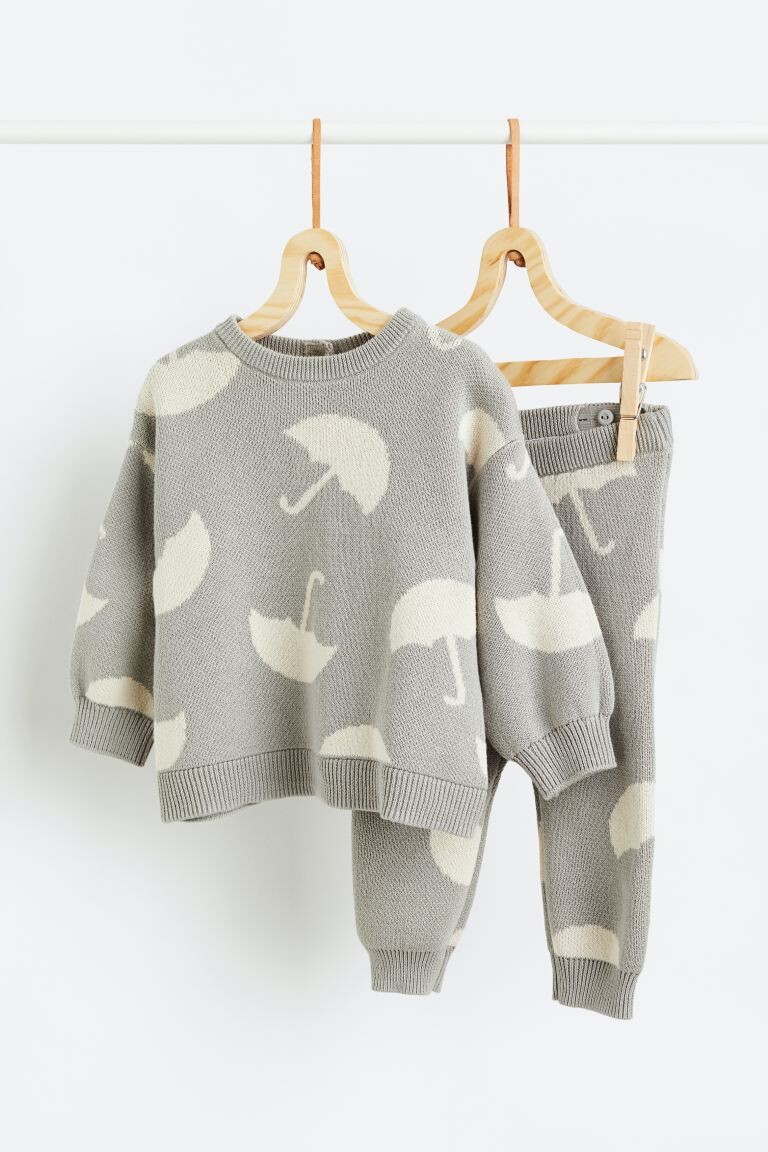 

Комплект из 2 предметов из хлопкового трикотажа H&M, серый/зонты