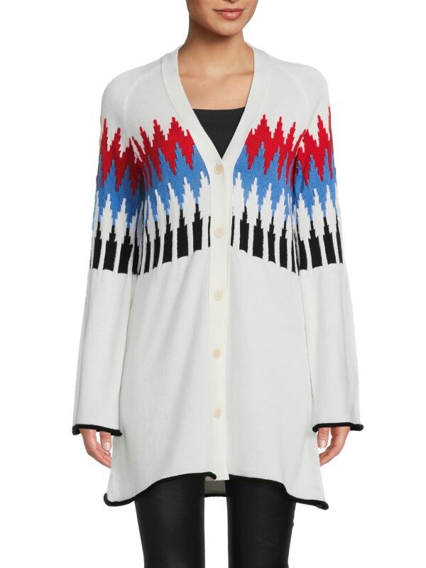 

Удлиненный кардиган Sonia Rykiel из смесовой шерсти с узором Chevron, ecru
