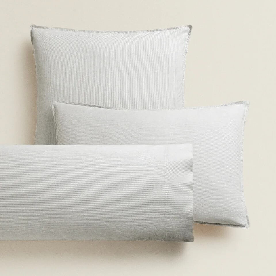 

Наволочка Zara Home Striped Cotton, серый
