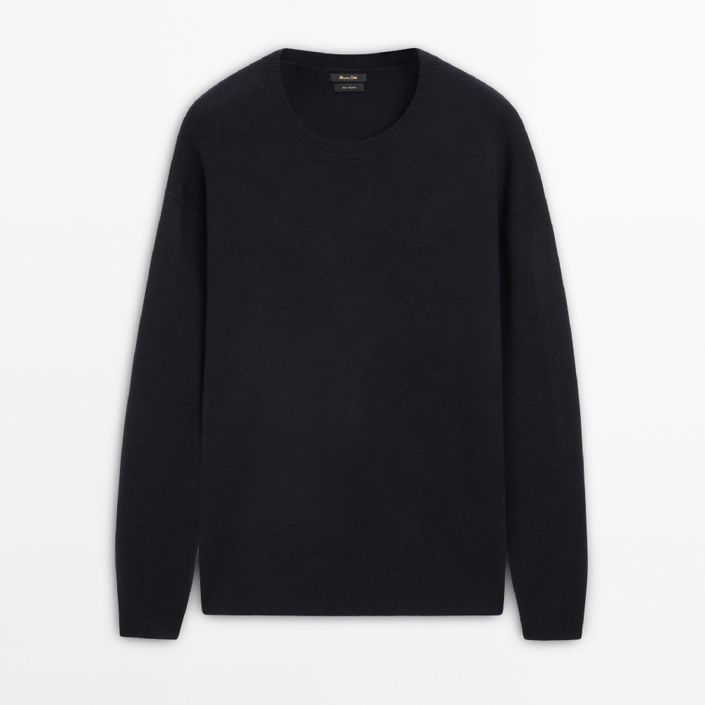 Свитер Massimo Dutti Crew Neck Knit Jacquard, темно-синий черный жаккардовый свитер taakk