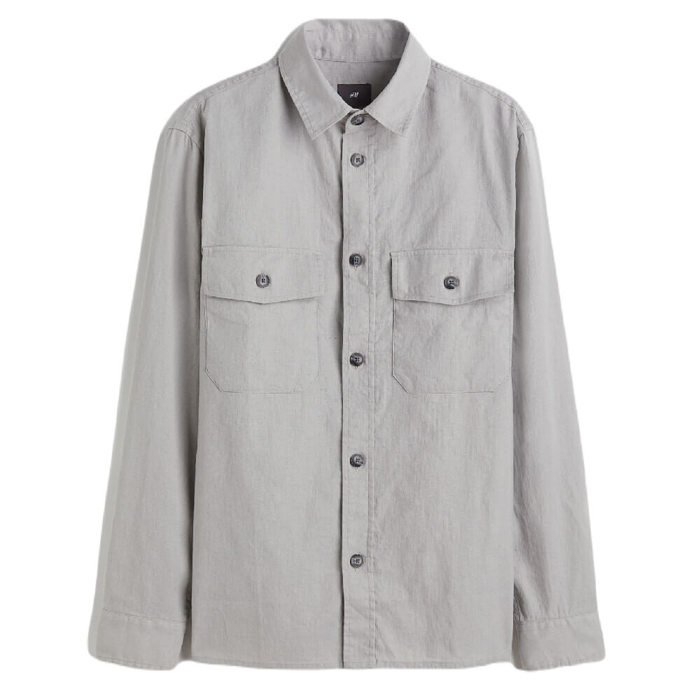 

Рубашка H&M Regular Fit Linen-blend, светло-серый