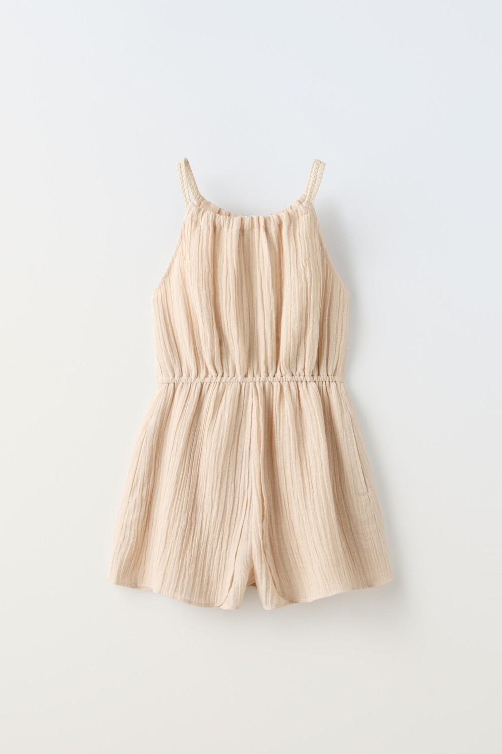

Комбинезон Zara Linen Blend Pleated, бежевый