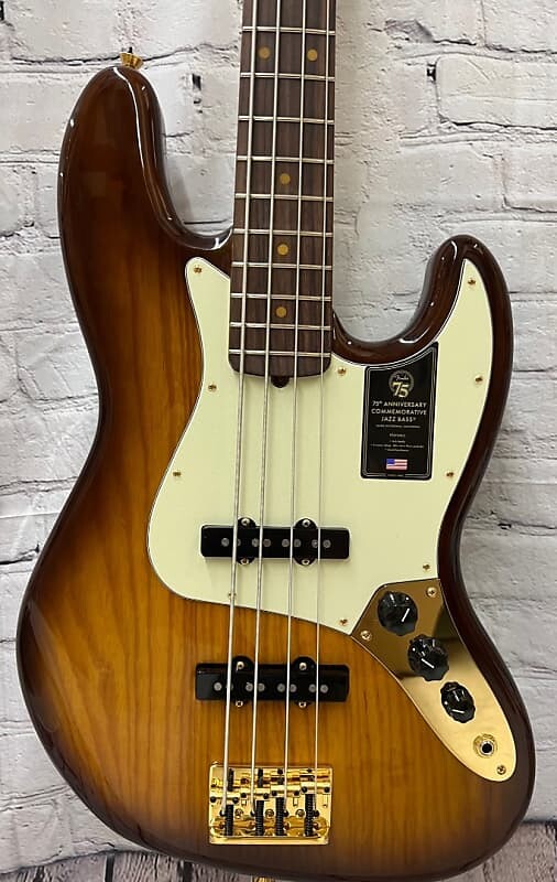 

Памятный 4-струнный джазовый бас-гитара Fender 75th Anniversary, Bourbon Burst с футляром 75THANVCMRTVJBASSRW2CB