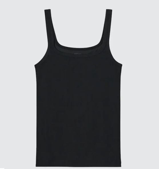 

Топ без рукавов в рубчик из смеси шелка Uniqlo Silk Blend Airism Ribbed Sleeveless, черный