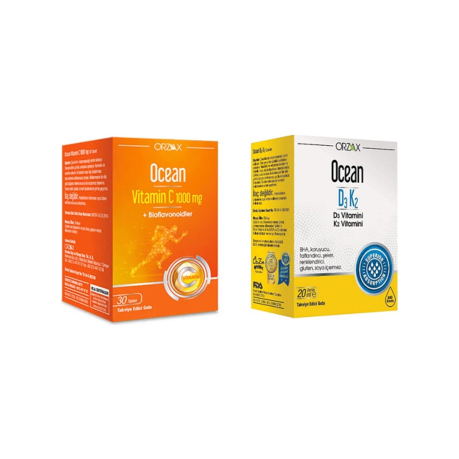 Витамин C Ocean 1000 мг, 30 таблеток + Витамины D3 / K2 Ocean ocean d3k2 20 мл капли orzax