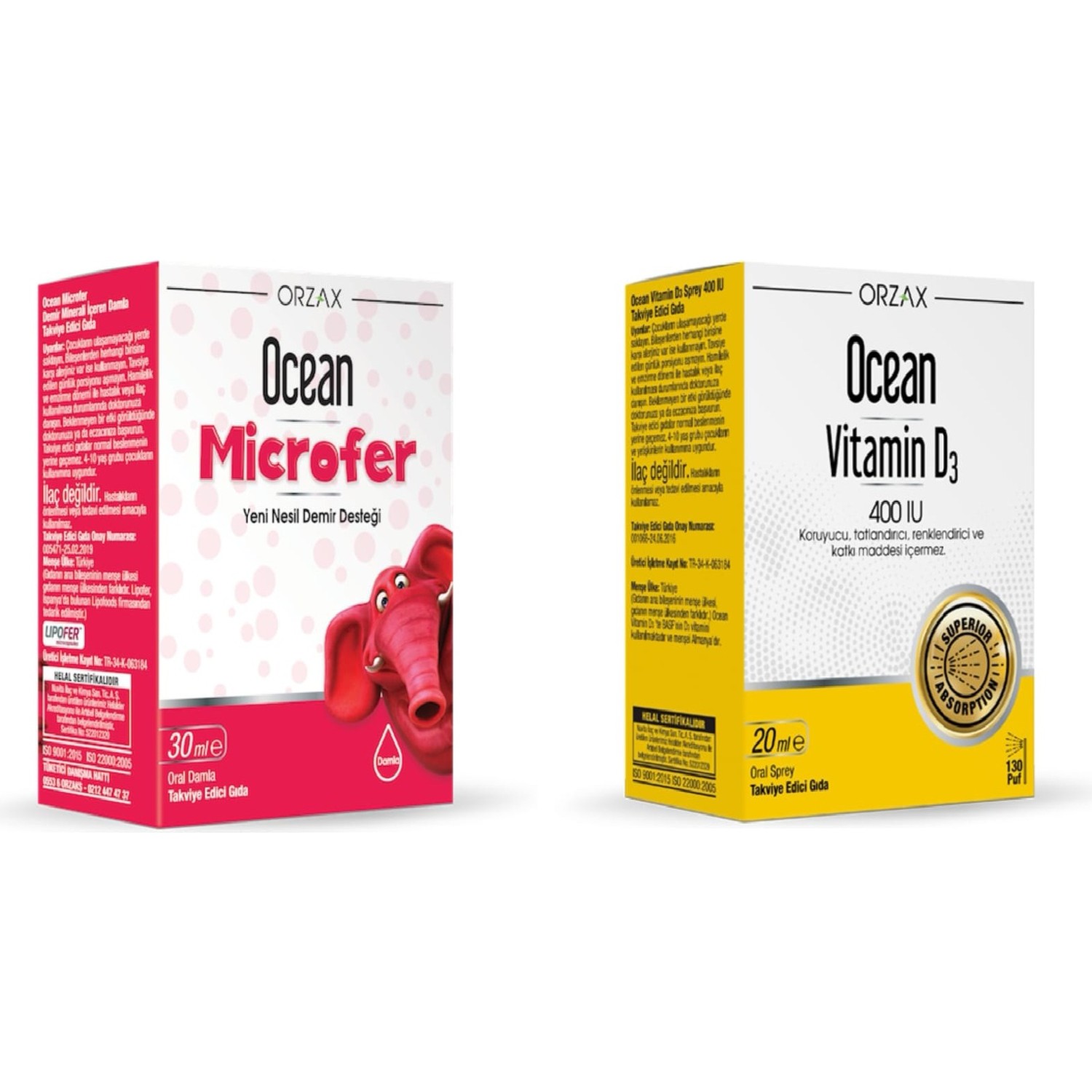 цена Капли Orzax Ocean Microfer + Спрей Ocean Vitamin D 400 IU