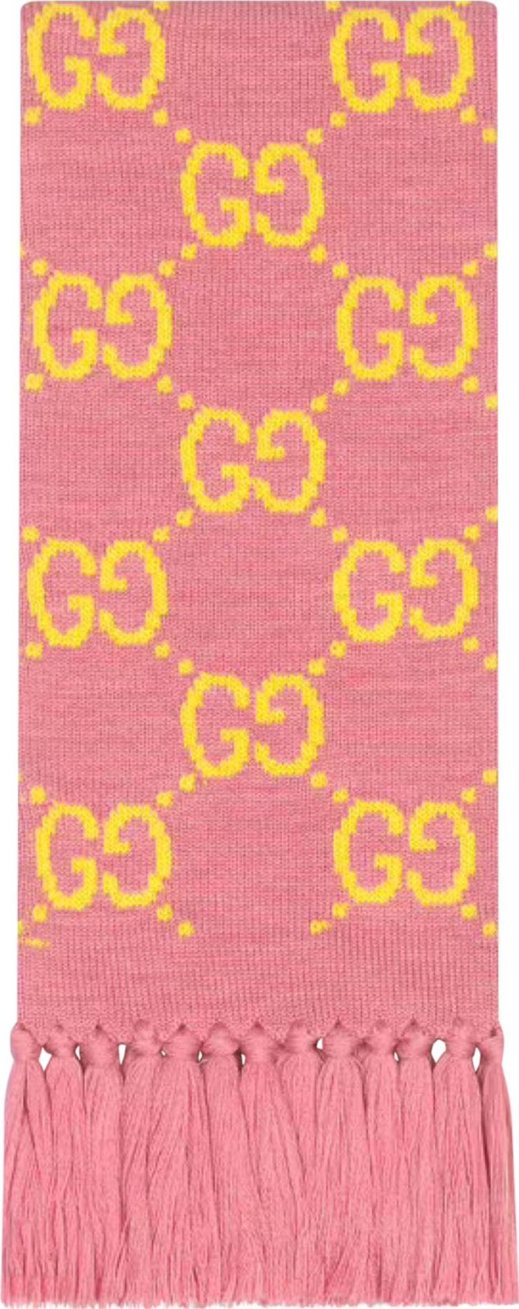 

Шарф Gucci GG Wool Jacquard Scarf Pink/Yellow, розовый