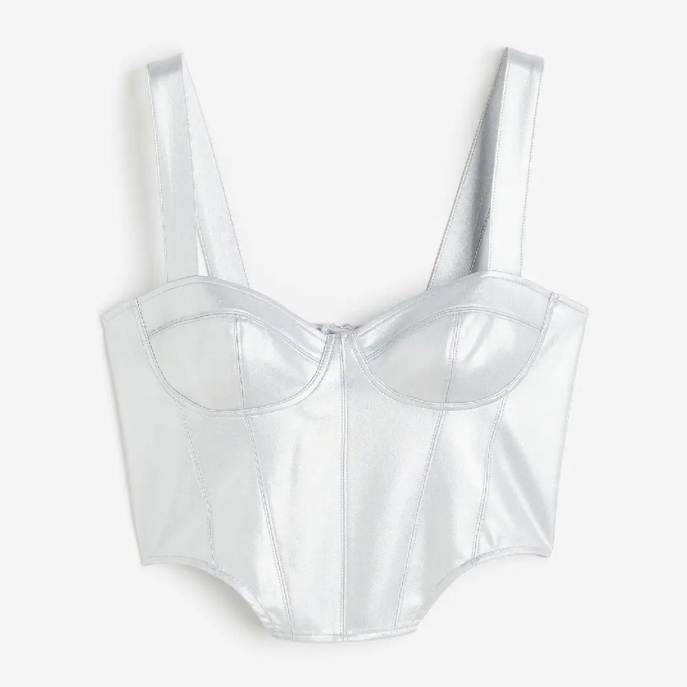 

Корсетный топ H&M Short Half, серебристый