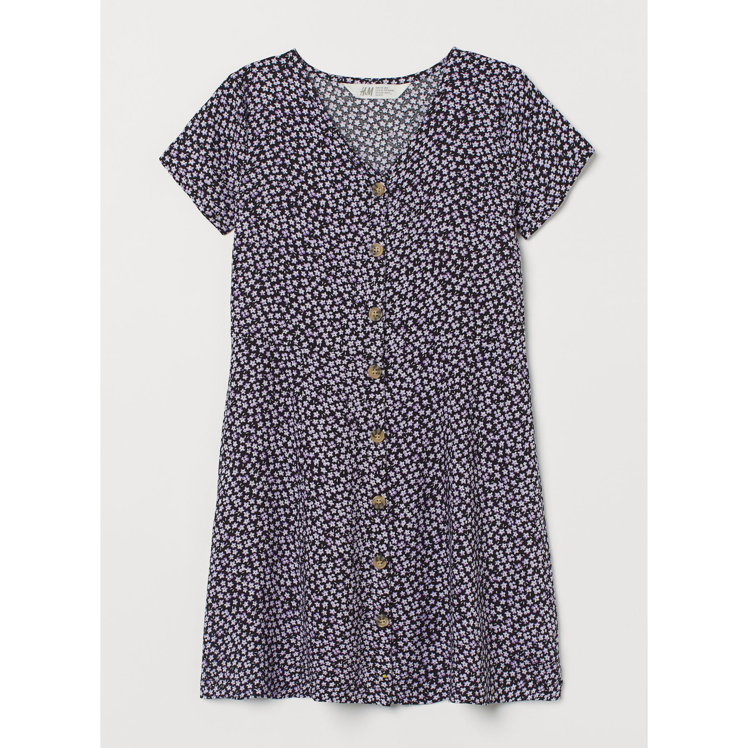 

Платье на пуговицах H&M Flowers, черный/фиолетовый