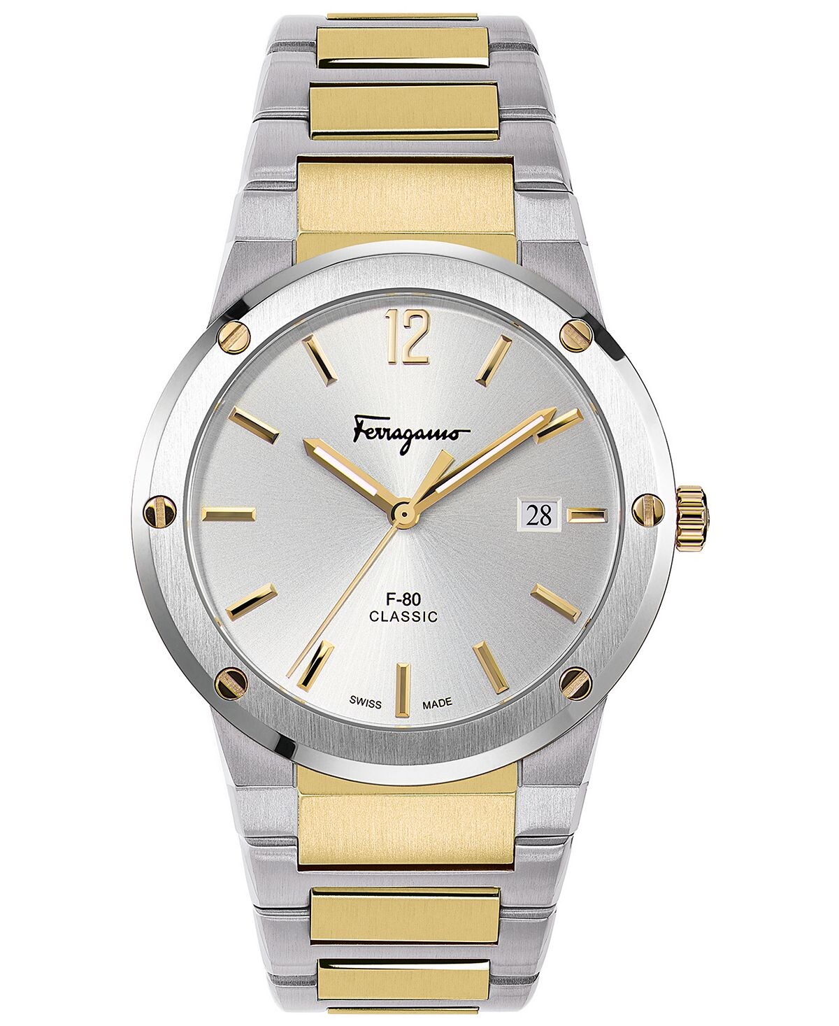 

Мужские швейцарские часы Ferragamo F-80 Classic с двухцветным браслетом из нержавеющей стали, 41 мм Salvatore Ferragamo