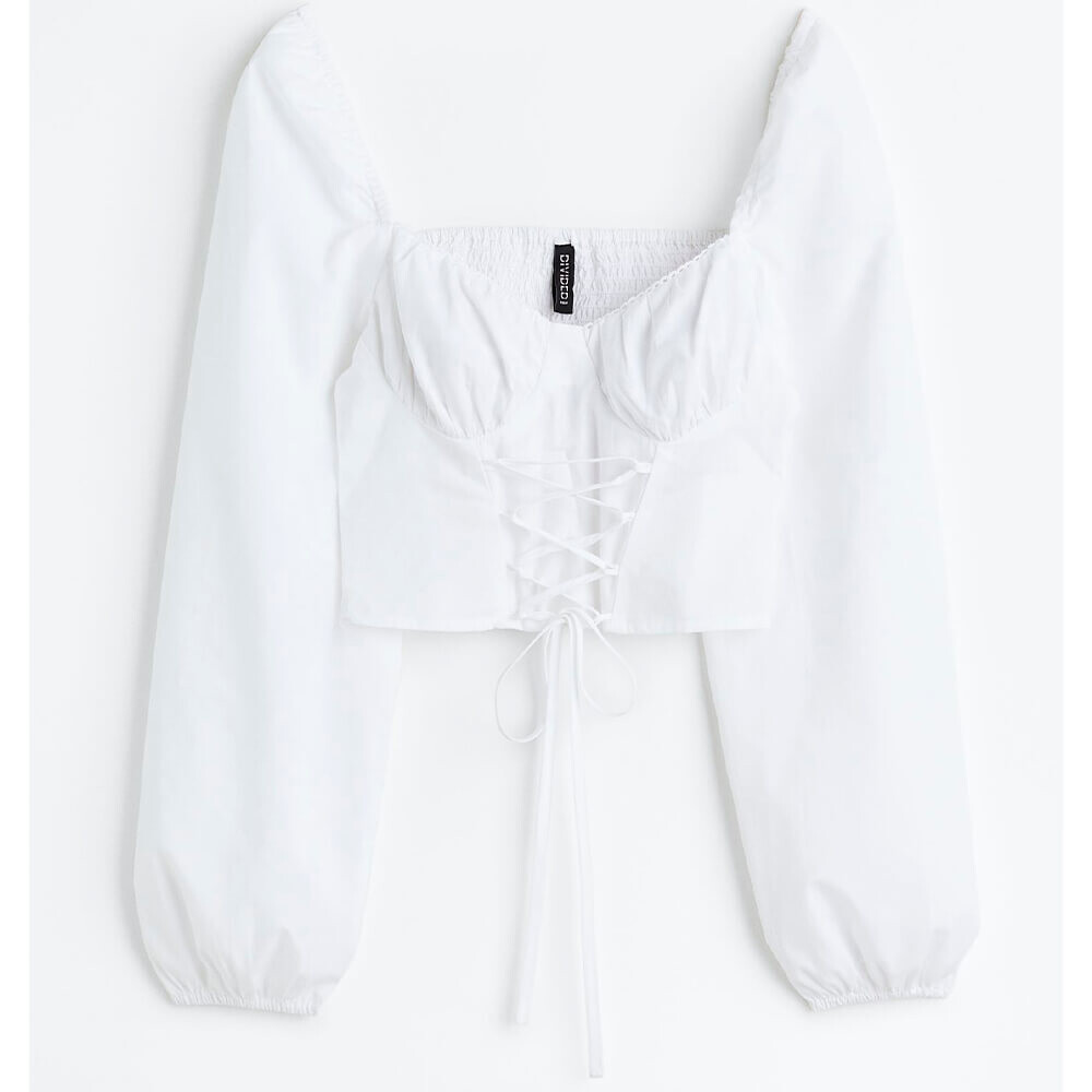 

Блузка H&M Lacing-detail Poplin, белый