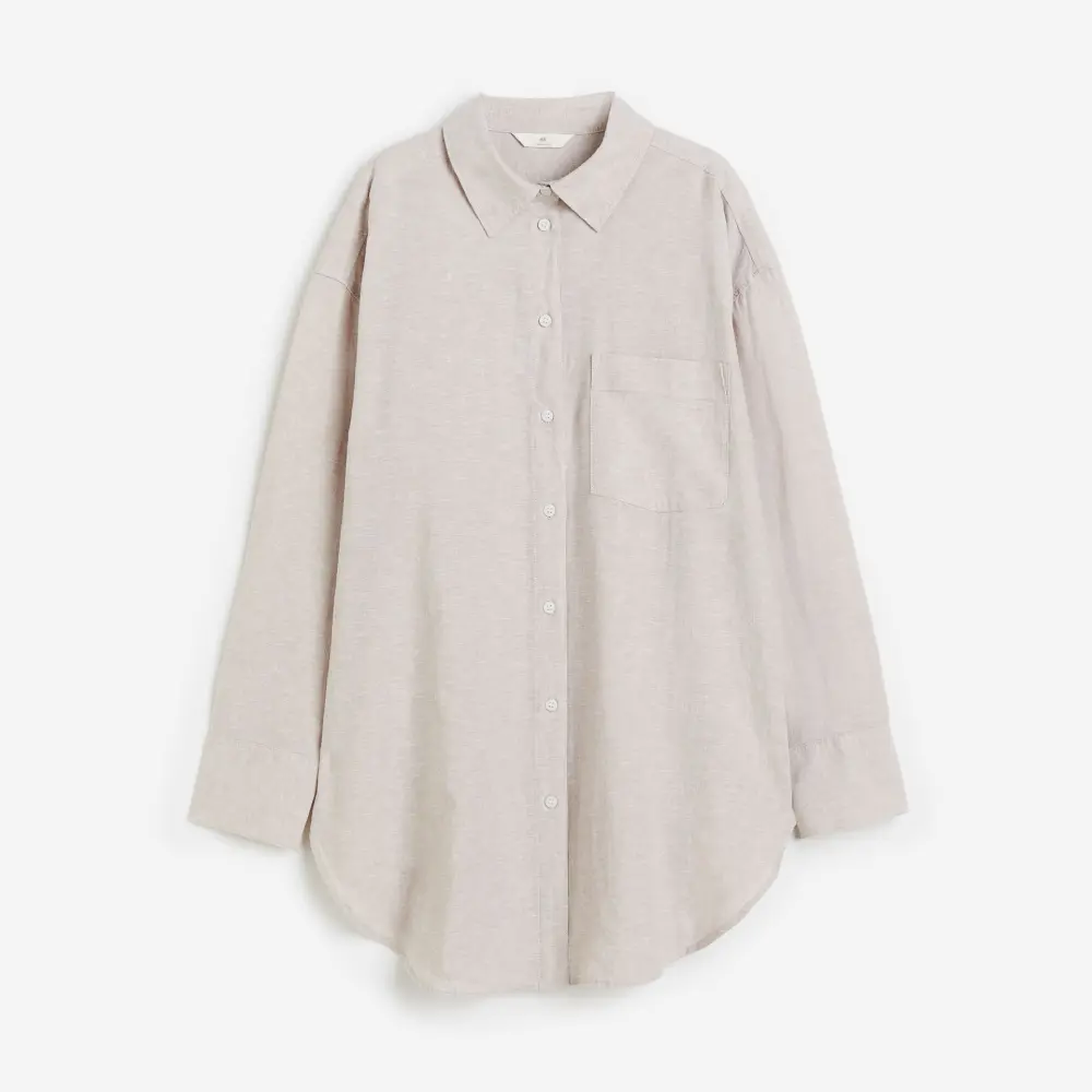 

Рубашка H&M Linen-blend, светло-бежевый