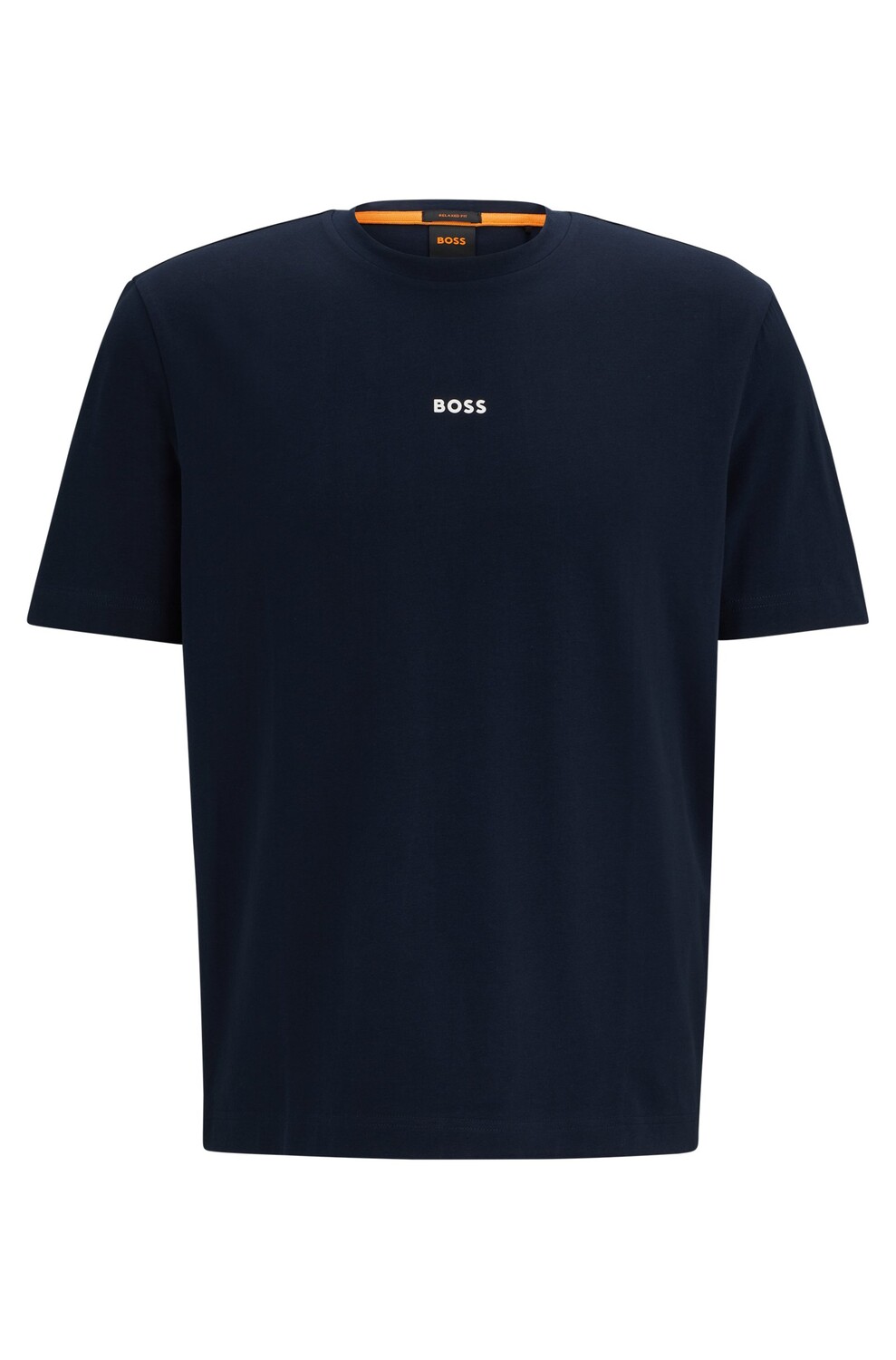 

Футболка Boss Relaxed-fit In Stretch Cotton With Logo Print, темно-синий