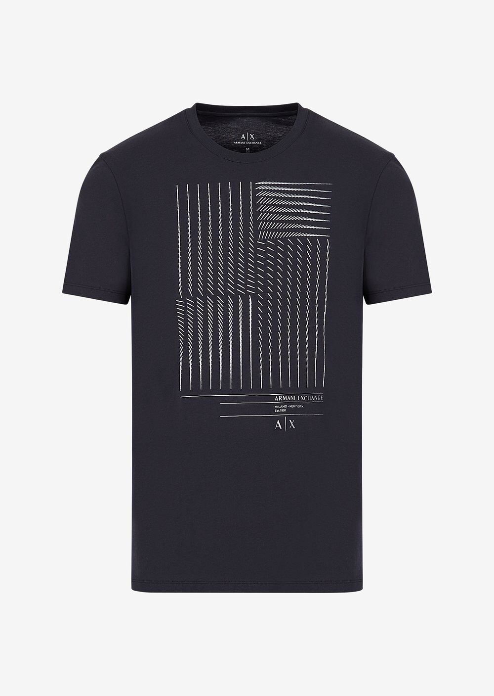 

Приталенная футболка из хлопкового джерси стрейч с логотипом Armani Exchange, синий