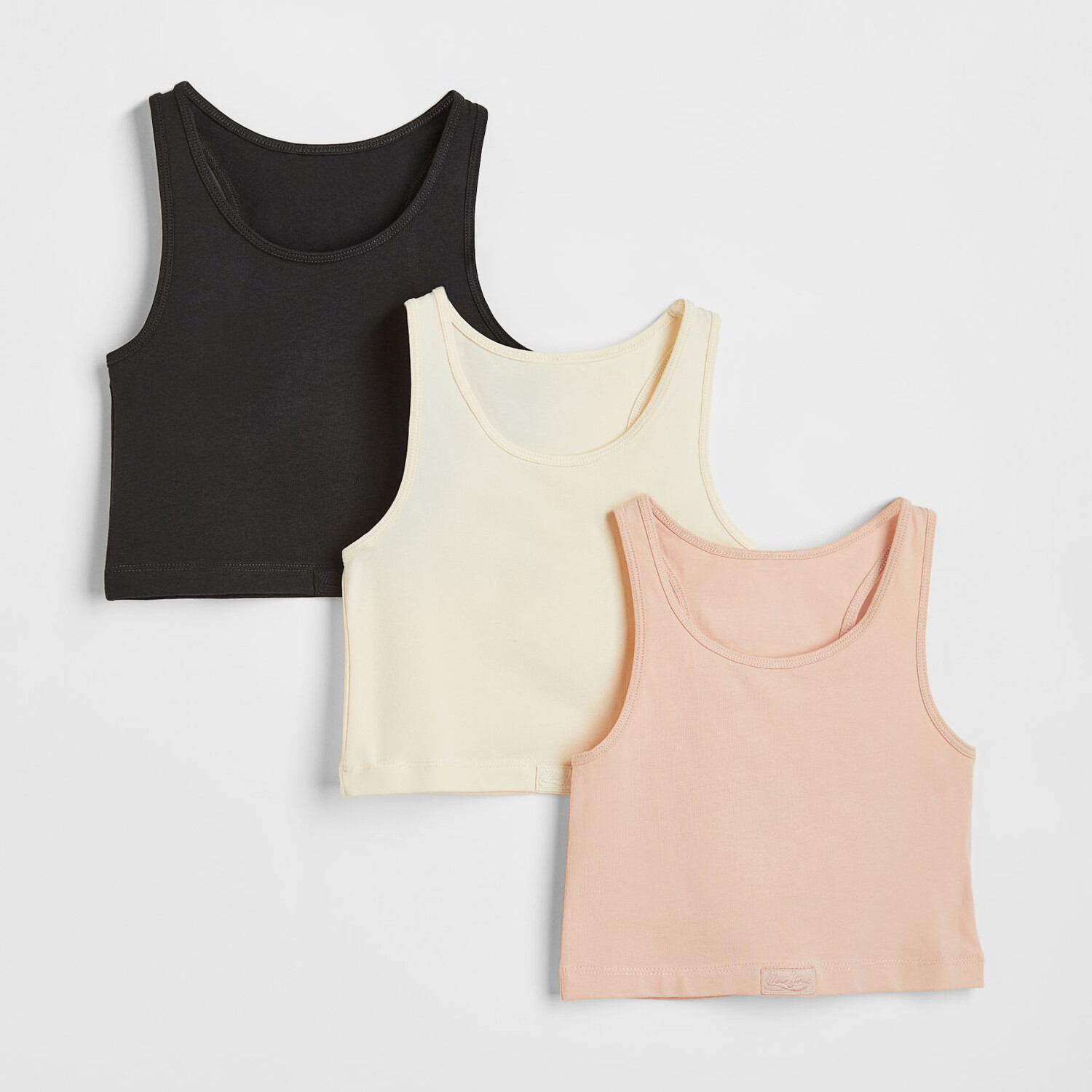 

Комплект из 3 топов H&M Basics Solid-color, черный/кремовый/бежевый