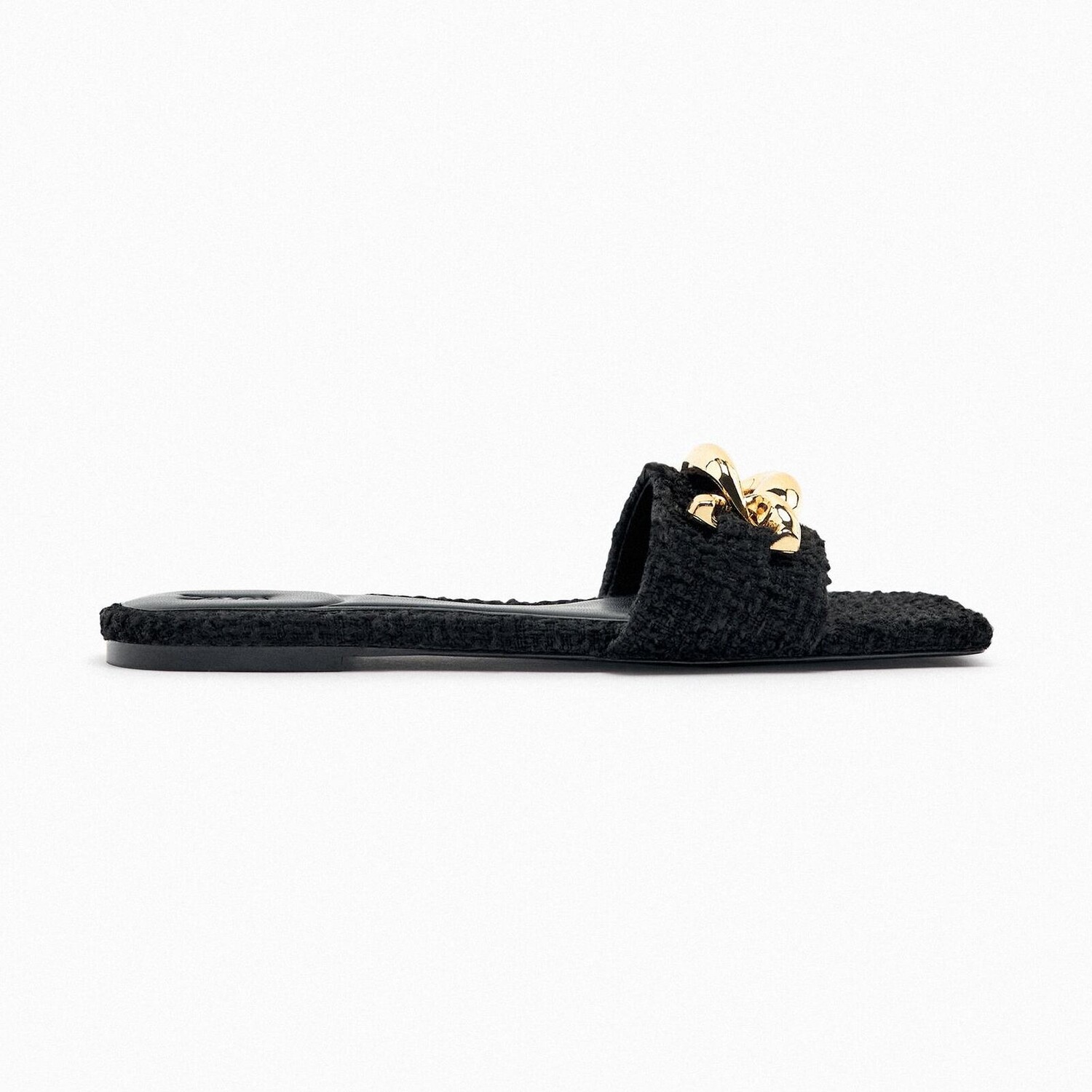 

Сандалии Zara Flat Fabric with Chain, черный