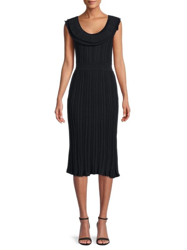 

Платье в рубчик с накладкой BCBGMAXAZRIA Navy