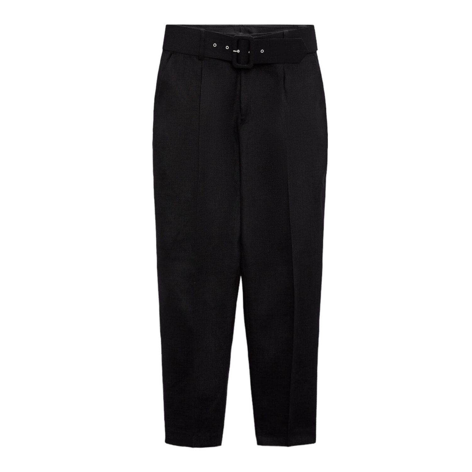 

Брюки Zara Linen With Lined Belt, черный