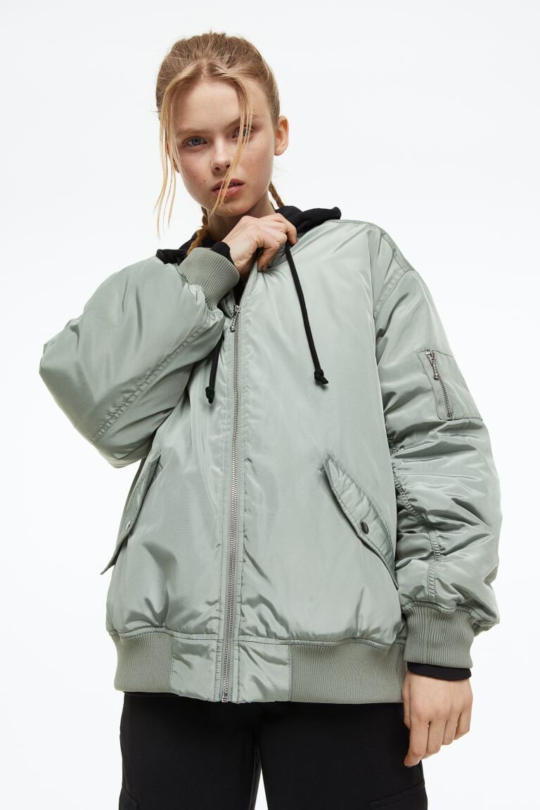 

Утепленная куртка-бомбер H&M, светло-зеленый хаки