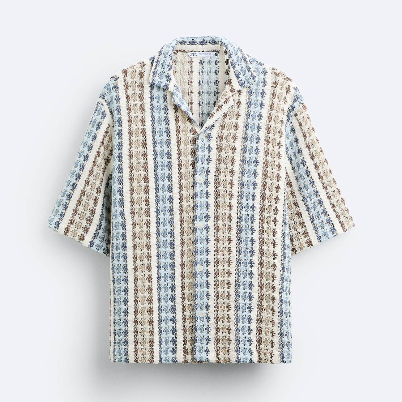 Рубашка Zara Striped Crochet, мультиколор рубашка zara crochet черный