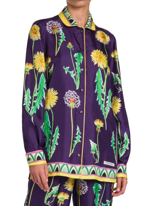 

Шелковая рубашка с цветочным принтом DOLCE&GABBANA Purple multi