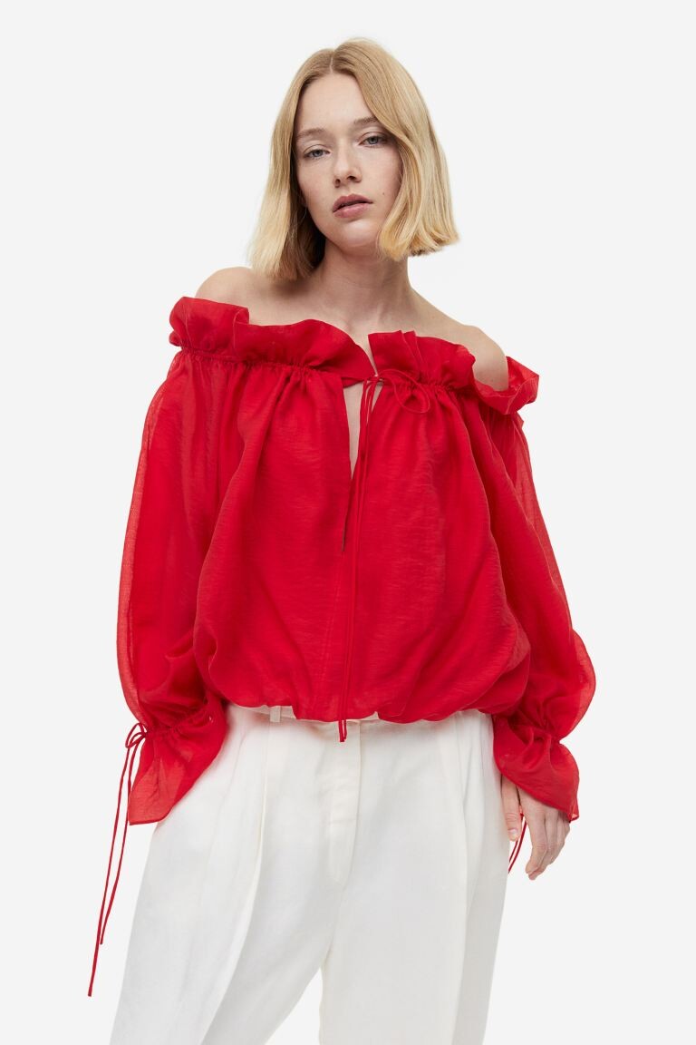 

Блузка с открытыми плечами H&M, красный