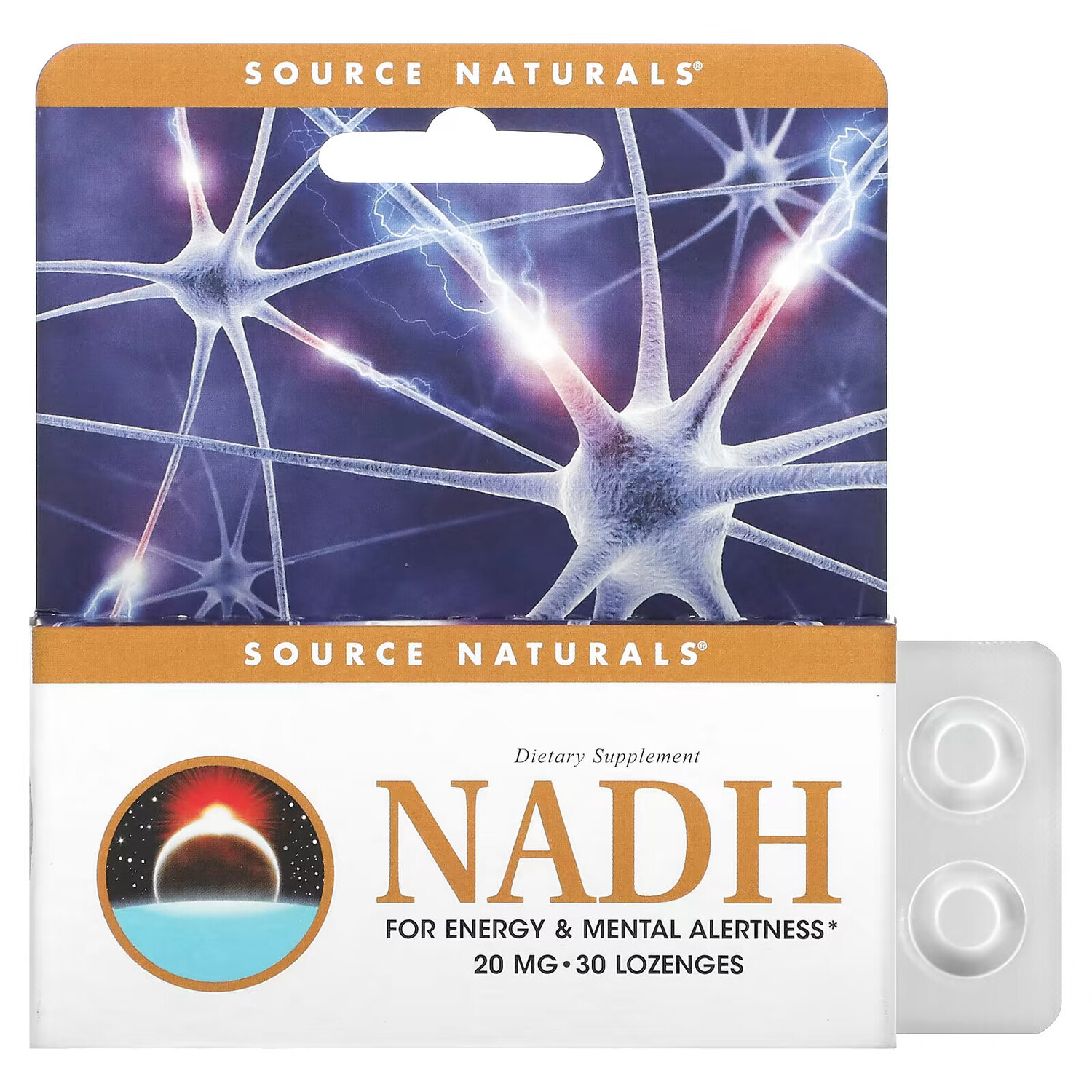 

Source Naturals, NADH, 20 мг, 30 сублингвальных таблеток