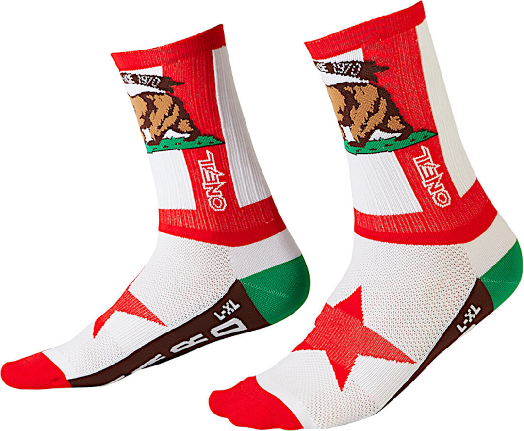 

Носки Oneal California V.22 MTB, белый/красный/зееленый